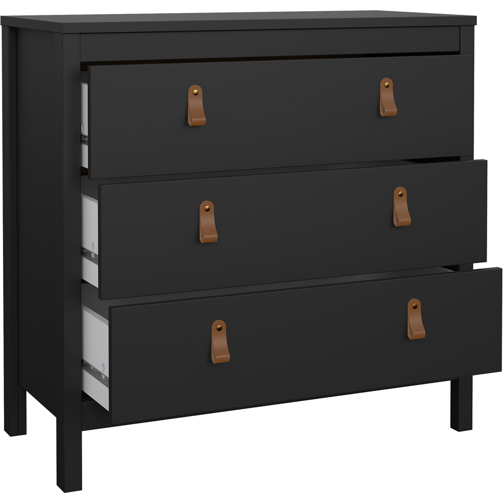 Florence Barcelona 3 Drawer Matt Black Chest of Drawers Image 4