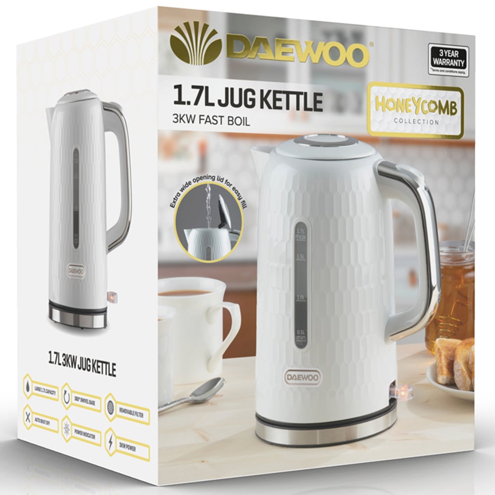 Daewoo Honeycomb White 1.7L Jug Kettle Image 4