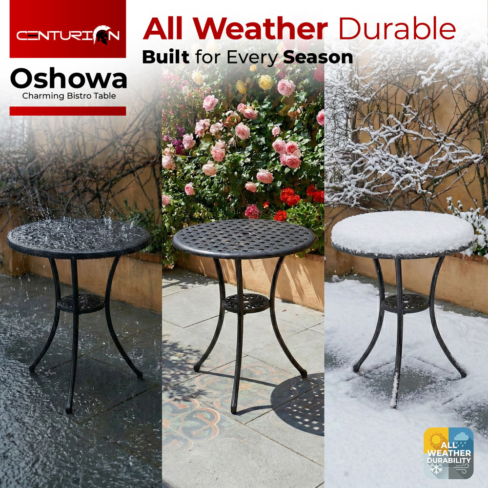 Centurion Supports OSHOWA Black Aluminium Garden Patio Bistro Table Image 7
