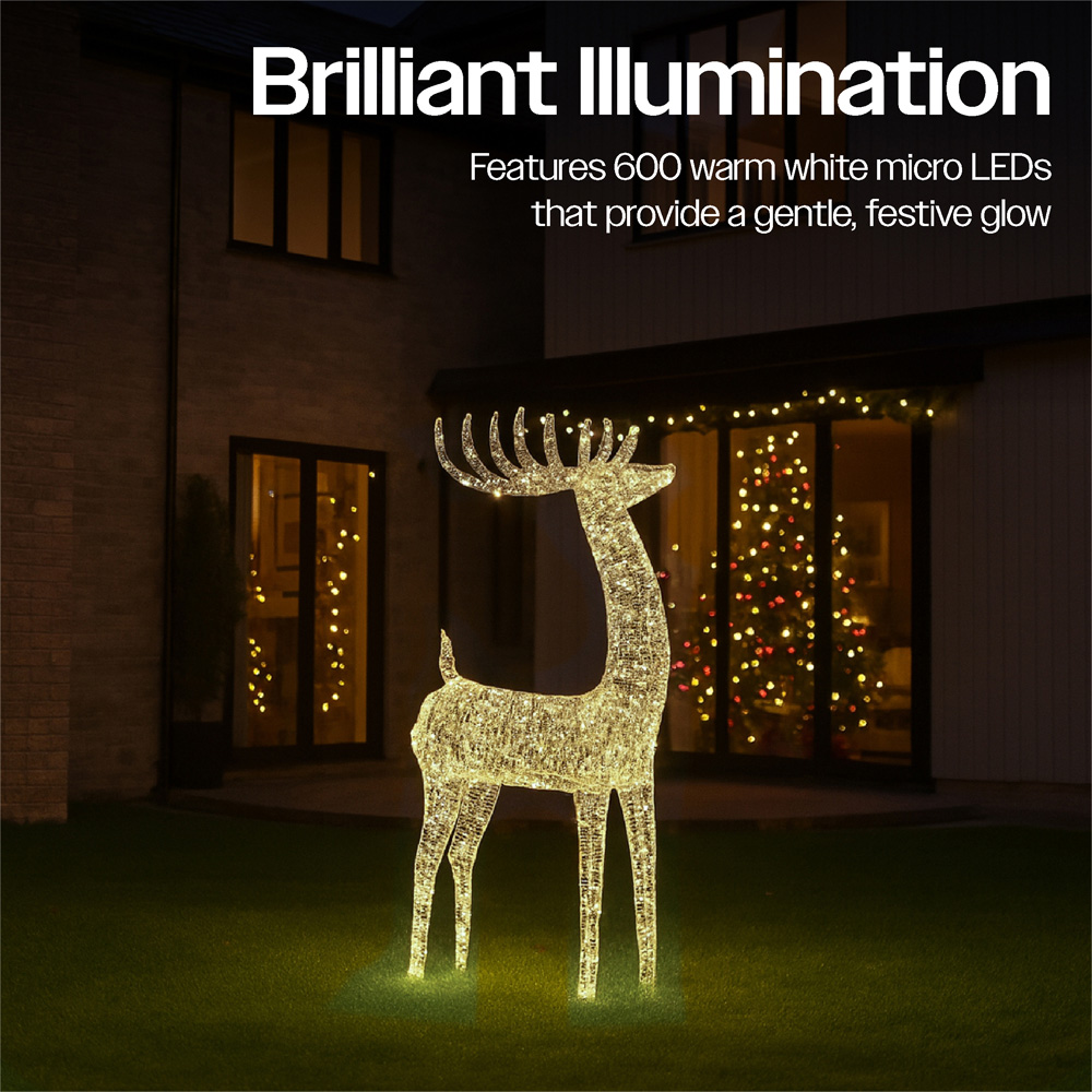 Xmas Haus Silver 600 Warm White Micro LED Deer Christmas Decoration 4ft Image 5