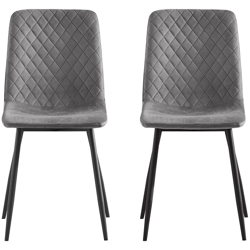 Lexi Set of 4 Grey Velvet Fabric Dining Chairs Image 3