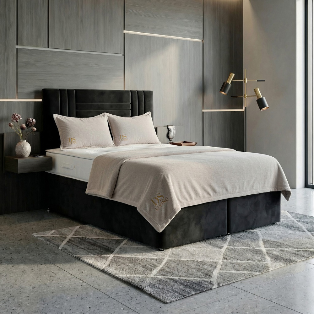 DS Living Orion Double Black Plush Ottoman Bed Image 6