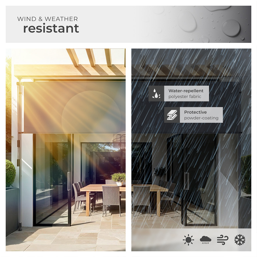 tectake Taija Dark Grey Retractable Awning with Hand Crank 3.1 x 2.08m Image 5