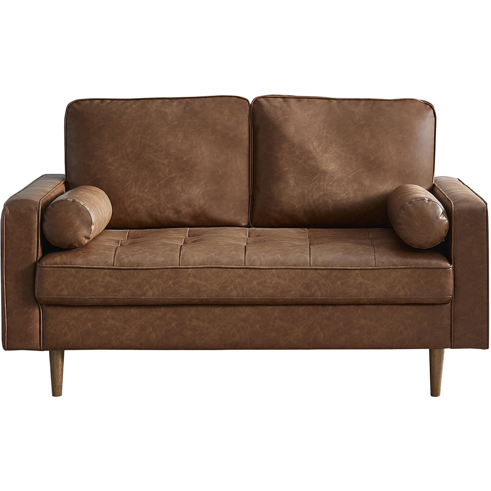 Julian Bowen Henley 2 Seater Brown Faux Leather Sofa Image 3
