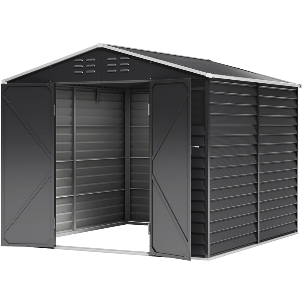 Living and Home 8 x 8.5ft Charcoal Black Steel Apex Graden Shed Image 3