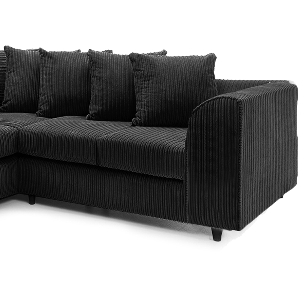Luxor 5 Seater Black Jumbo Cord Scatter Back L Shaped Corner Sofa Set Image 3