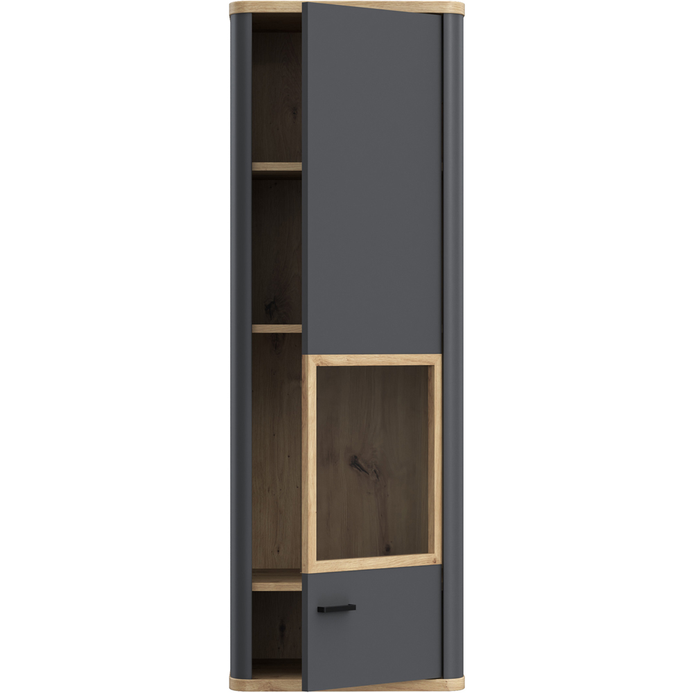 Florence Klara Single Door Grey and Oak Glass Display Cabinet Image 5