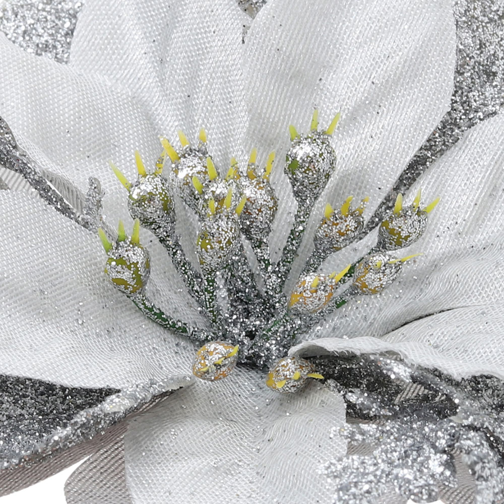 Living and Home Silver Flower Christmas Tree Ornament 24 Pack Image 7