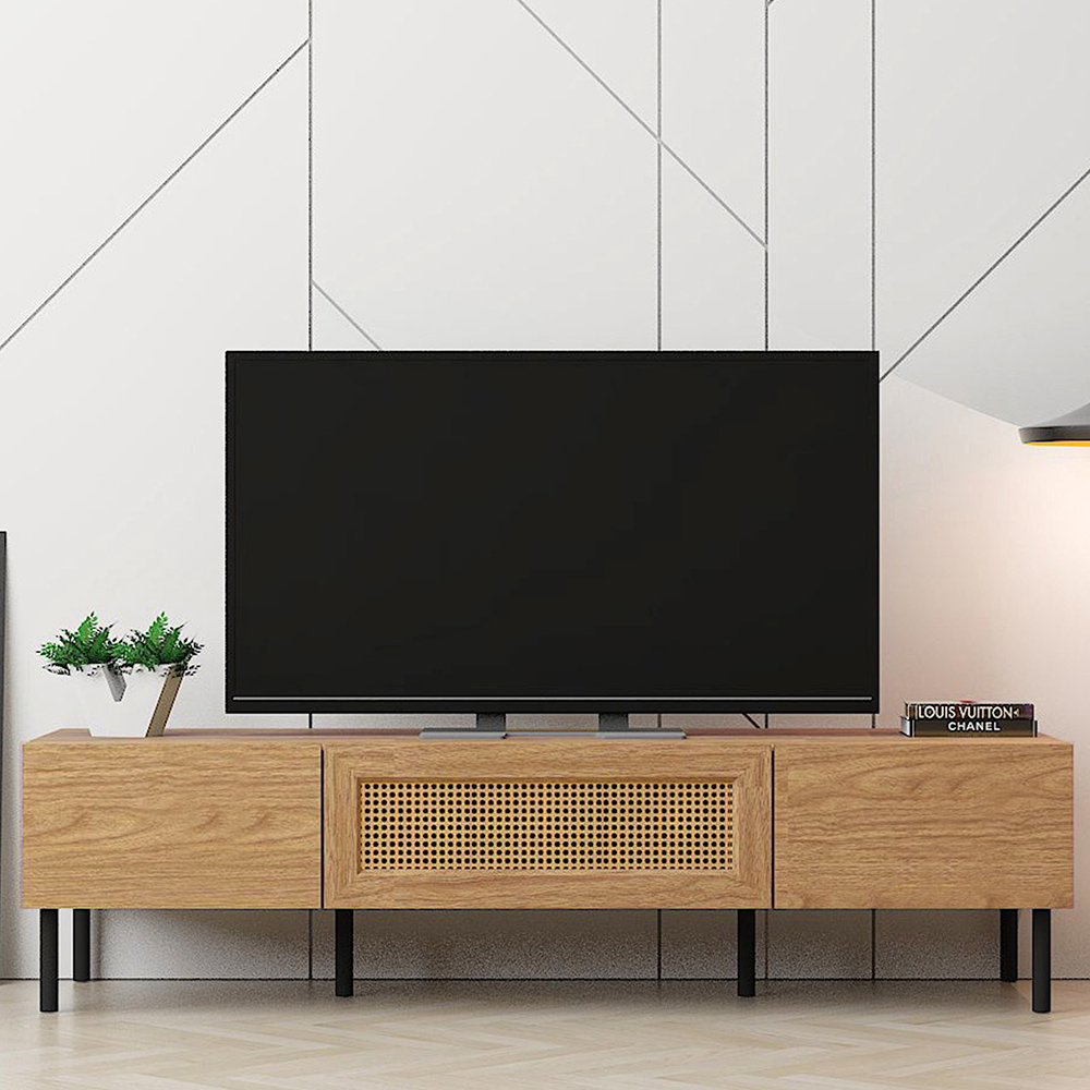 Kudl LV51 2 Door Mid Oak TV Unit Image 1