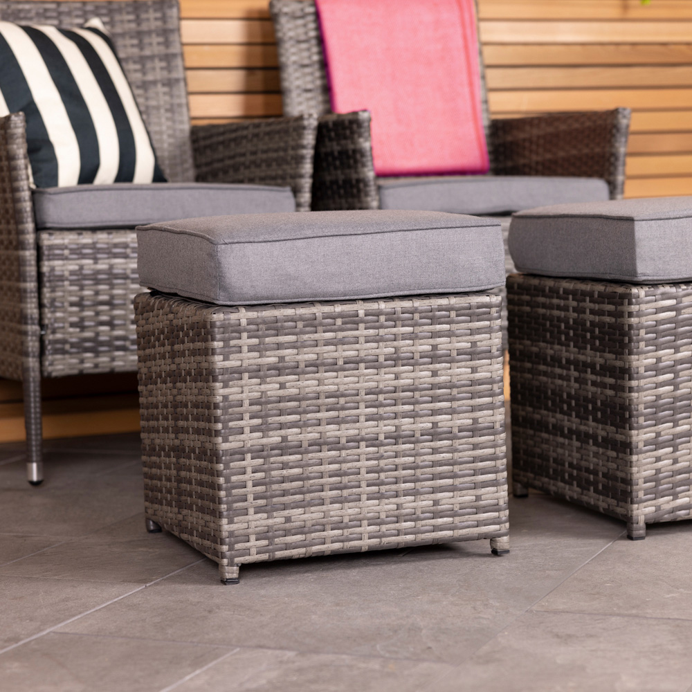Charles Bentley Grey Rattan Foot Stool Set of 2 Image 4