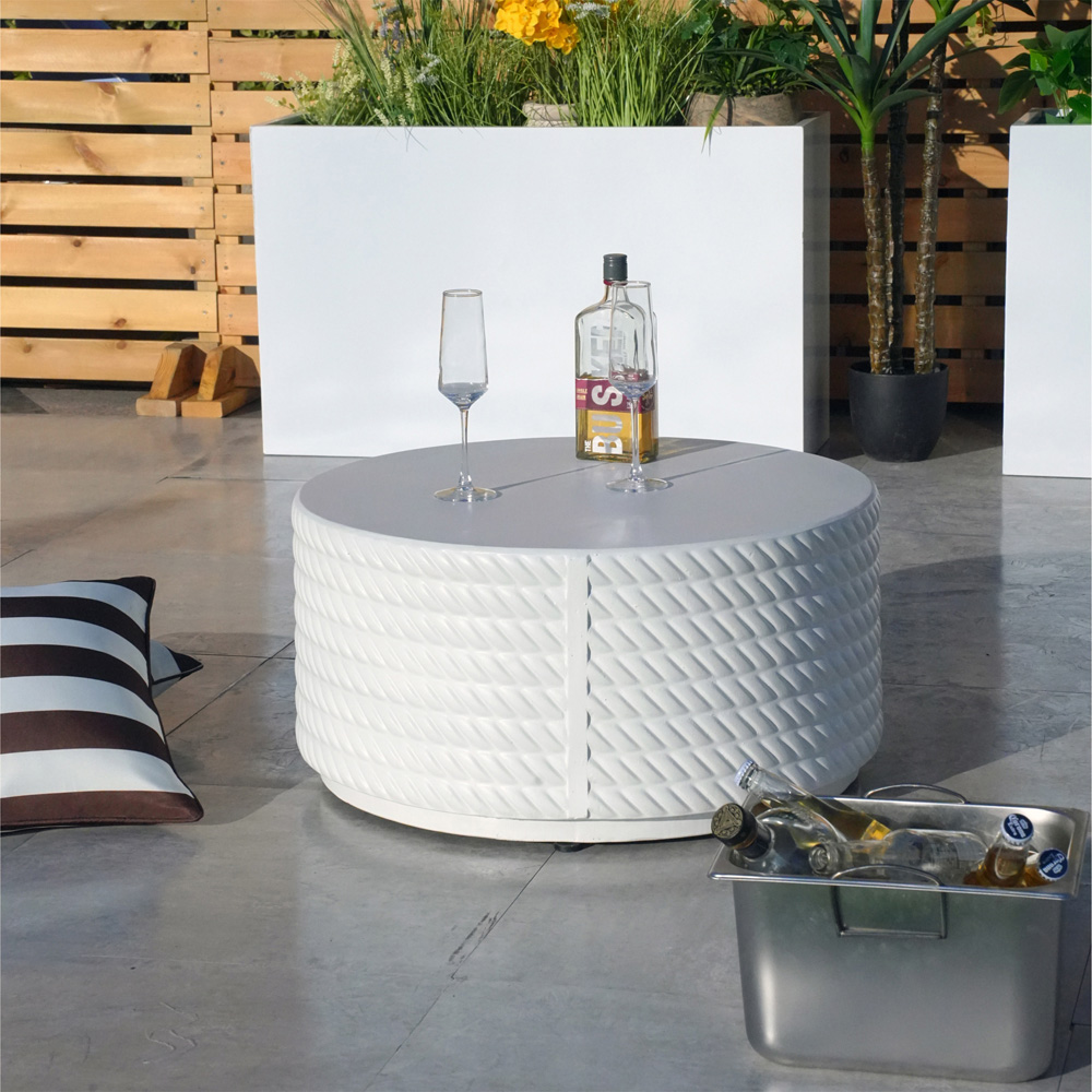 Direct Wicker White Textured Round Coffee Table Image 4