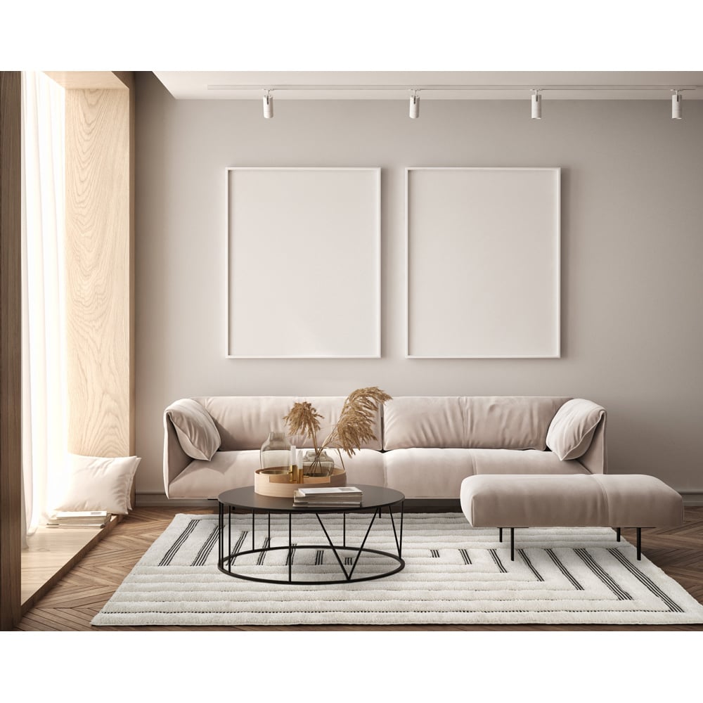 Freya Living Room Area Rug Contemporary 3D Embossed Modern Merge Line Design - Cream 200cm x 290cm Image 6