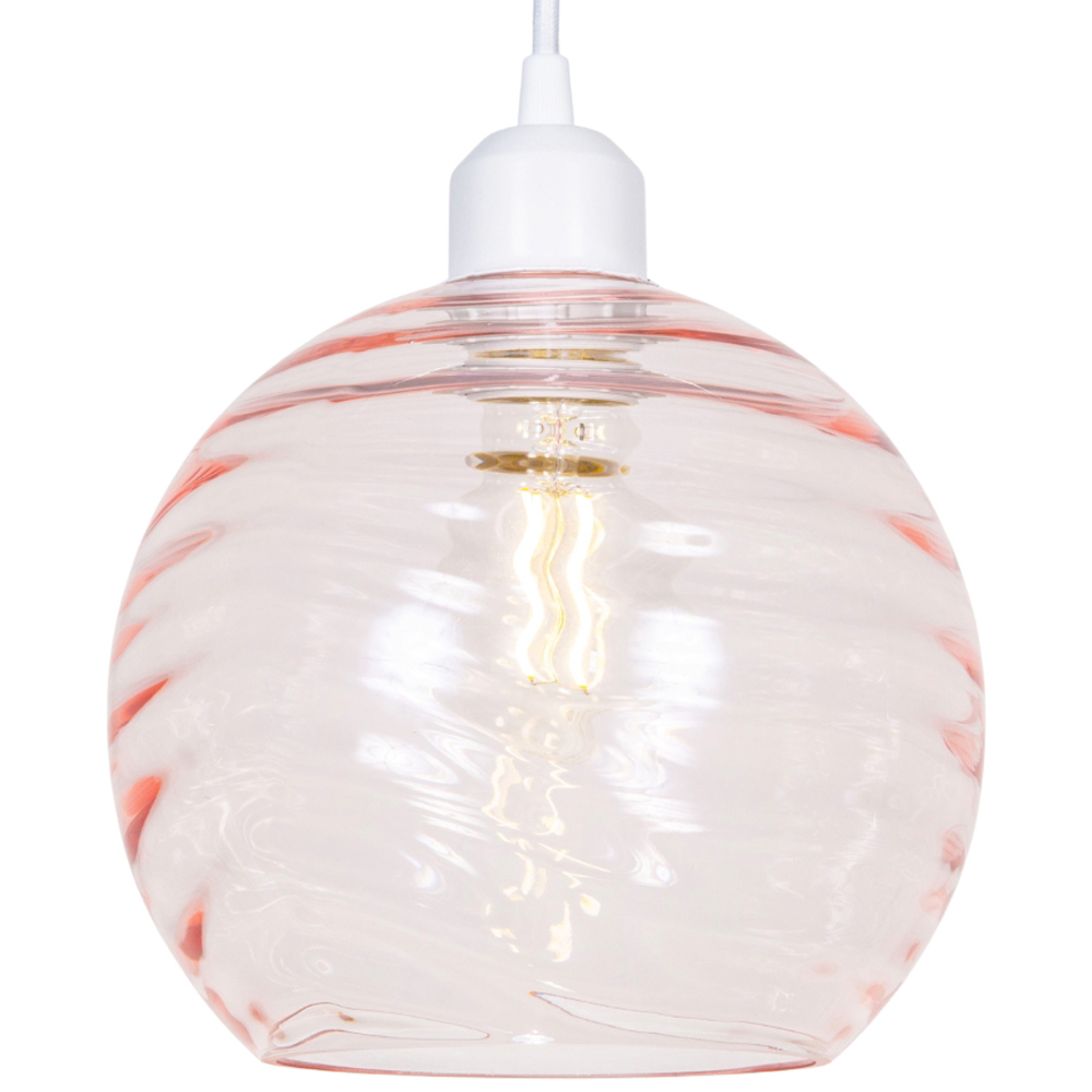 Happy Homewares Designer Pink Circular Ribbed Glass Non Electric Pendant Shade Image 3