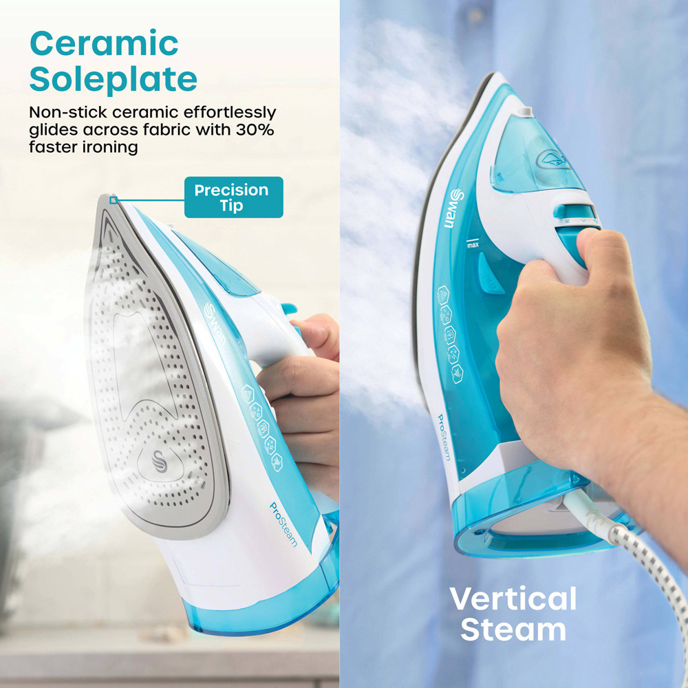 Swan 2600W White Aqua Steam Iron Image 3