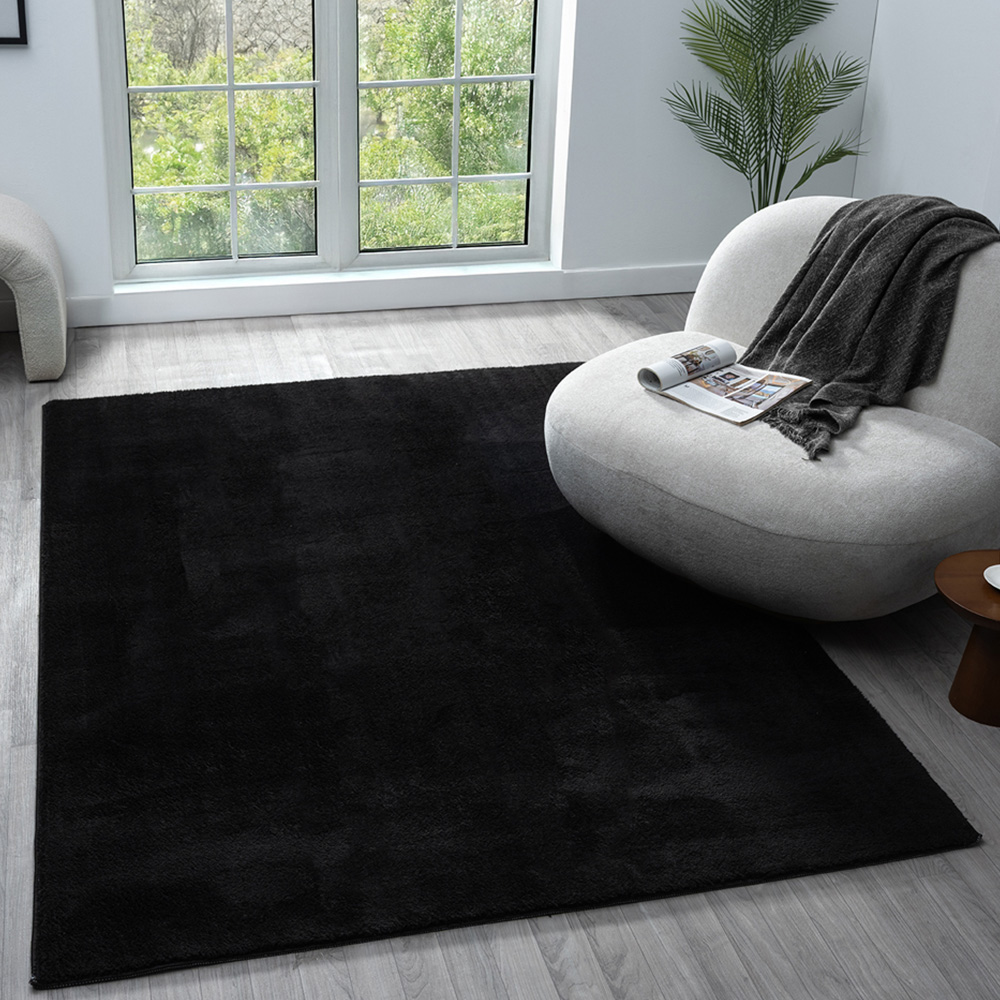 Desire Rugs Comfy Black Anti Slip Felt Backing Rug 80 x 120cm Image 2