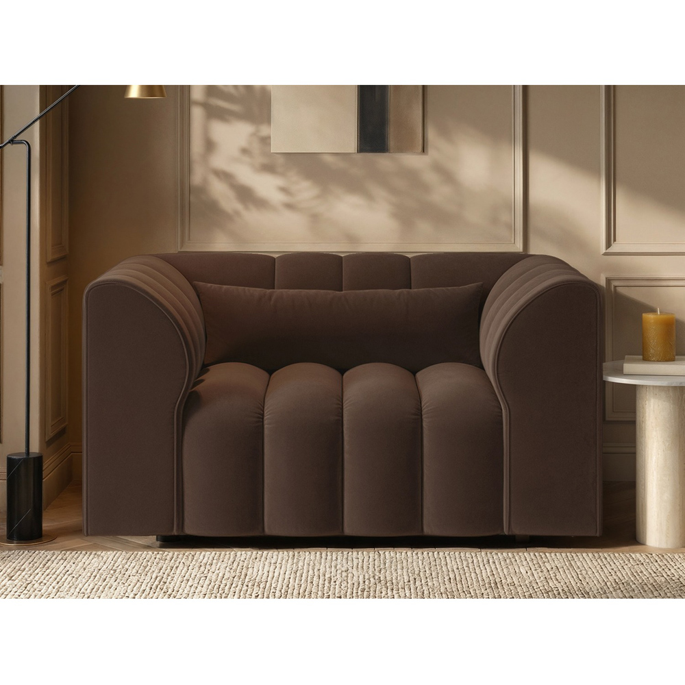SOLACE+CO Halle Brown 2 Seater Loveseat Sofa Image 5