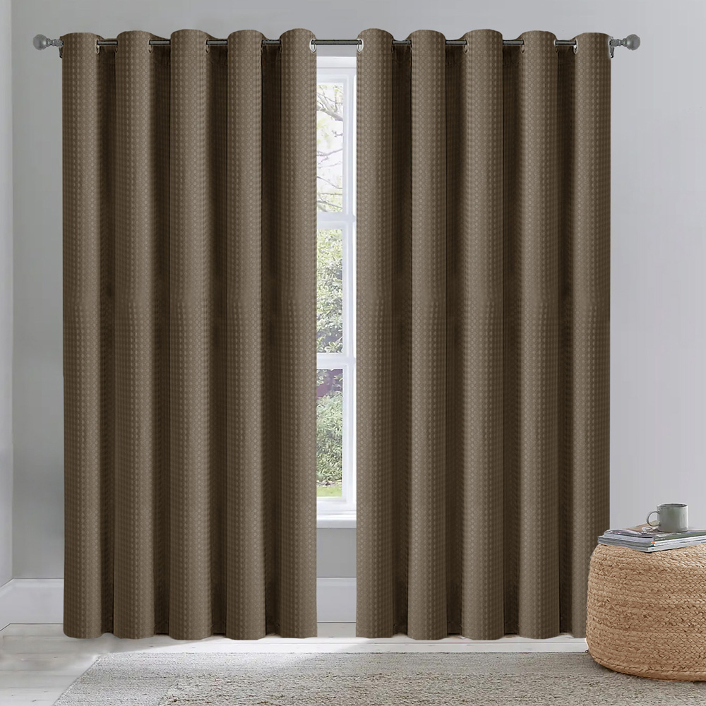 Velosso Waffle Natural Blackout Curtains 183 x 168cm Image 7
