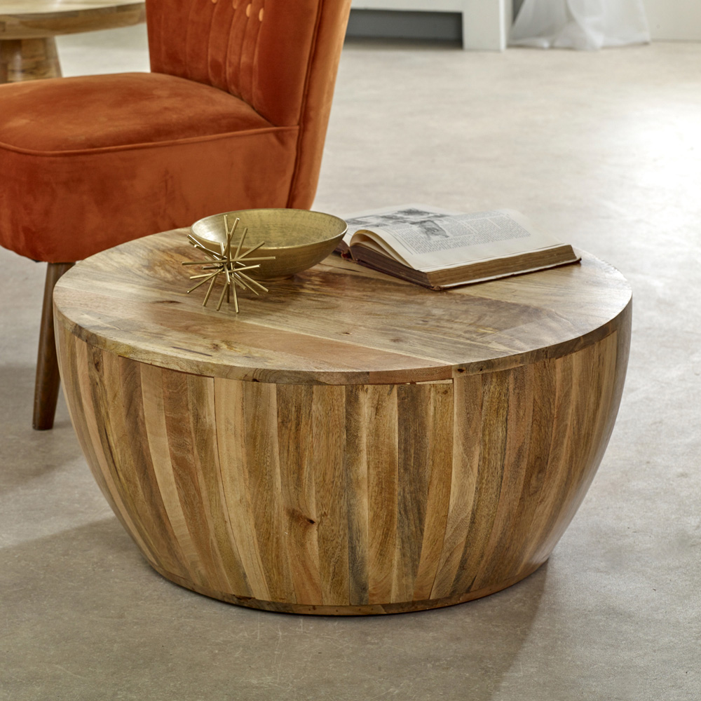 Brooklyn Surrey Drum Style Solid Wood Coffee Table Image 4