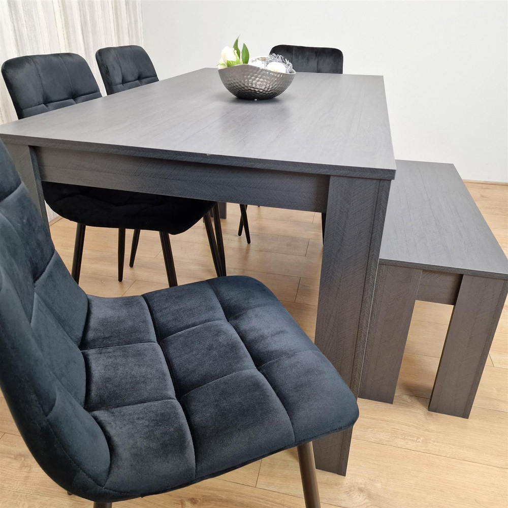 Portland 6 Seater Dining Set Dark Grey and Black Image 5