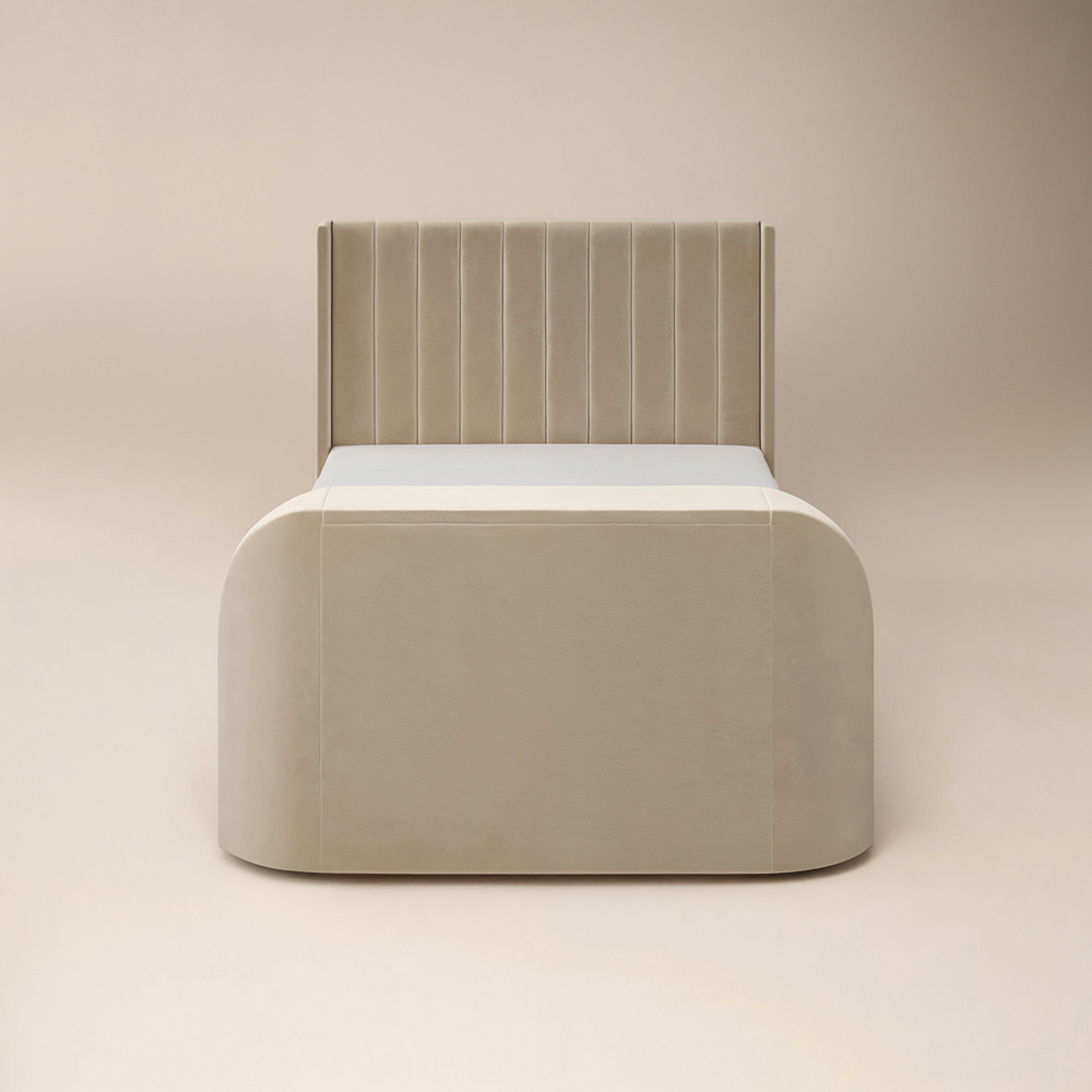Flair Fallon Double Beige Velvet TV Side Lift Ottoman Bed Image 3