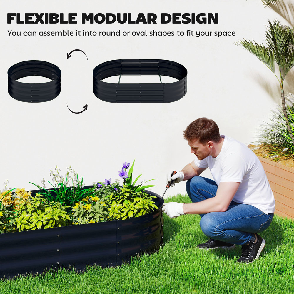 Outsunny Dark Grey Galvanised Raised Garden Bed with Trellis 180 x 90 x 160cm Image 7