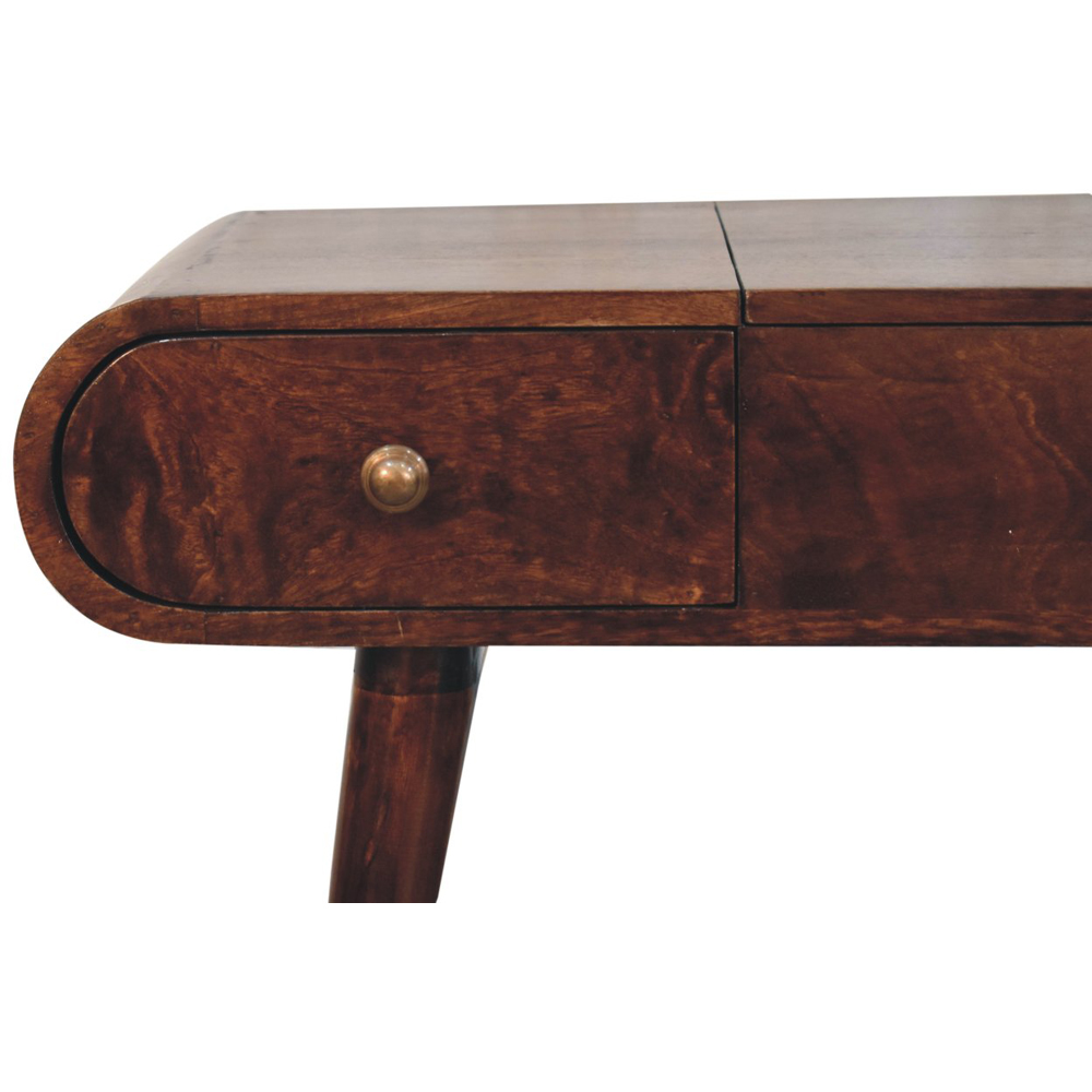 Artisan Furniture 3 Drawer Dark Brown Walnut Solid Wood Dressing Table with Foldable Mirror Image 6