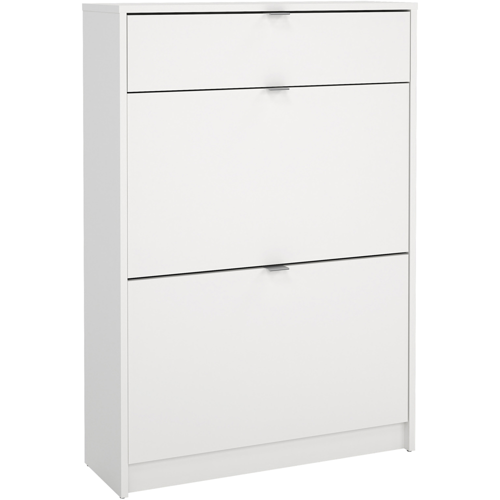 Florence Single Drawer 2 Flip Down Door White Shoes Cabinet Image 2