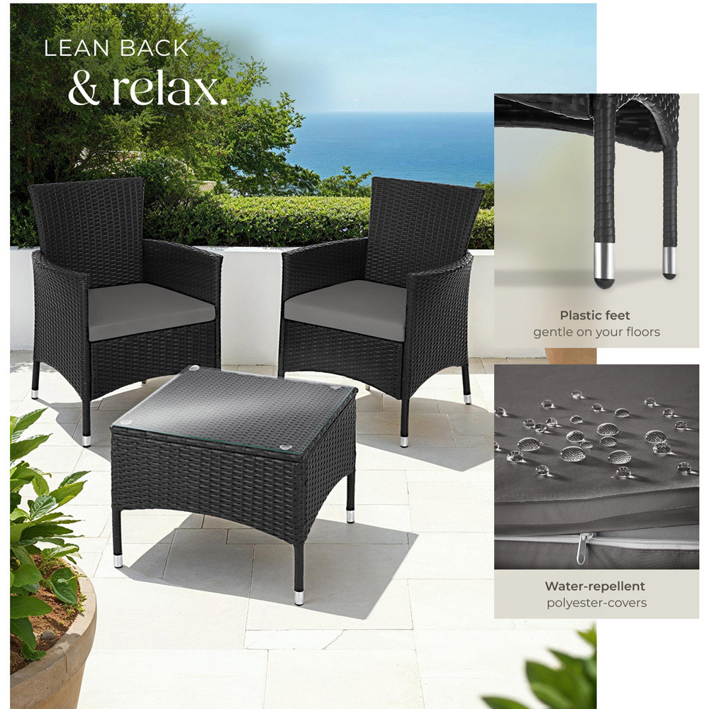 tectake Lucerne 2 Seater Black Garden Bistro Set Image 5