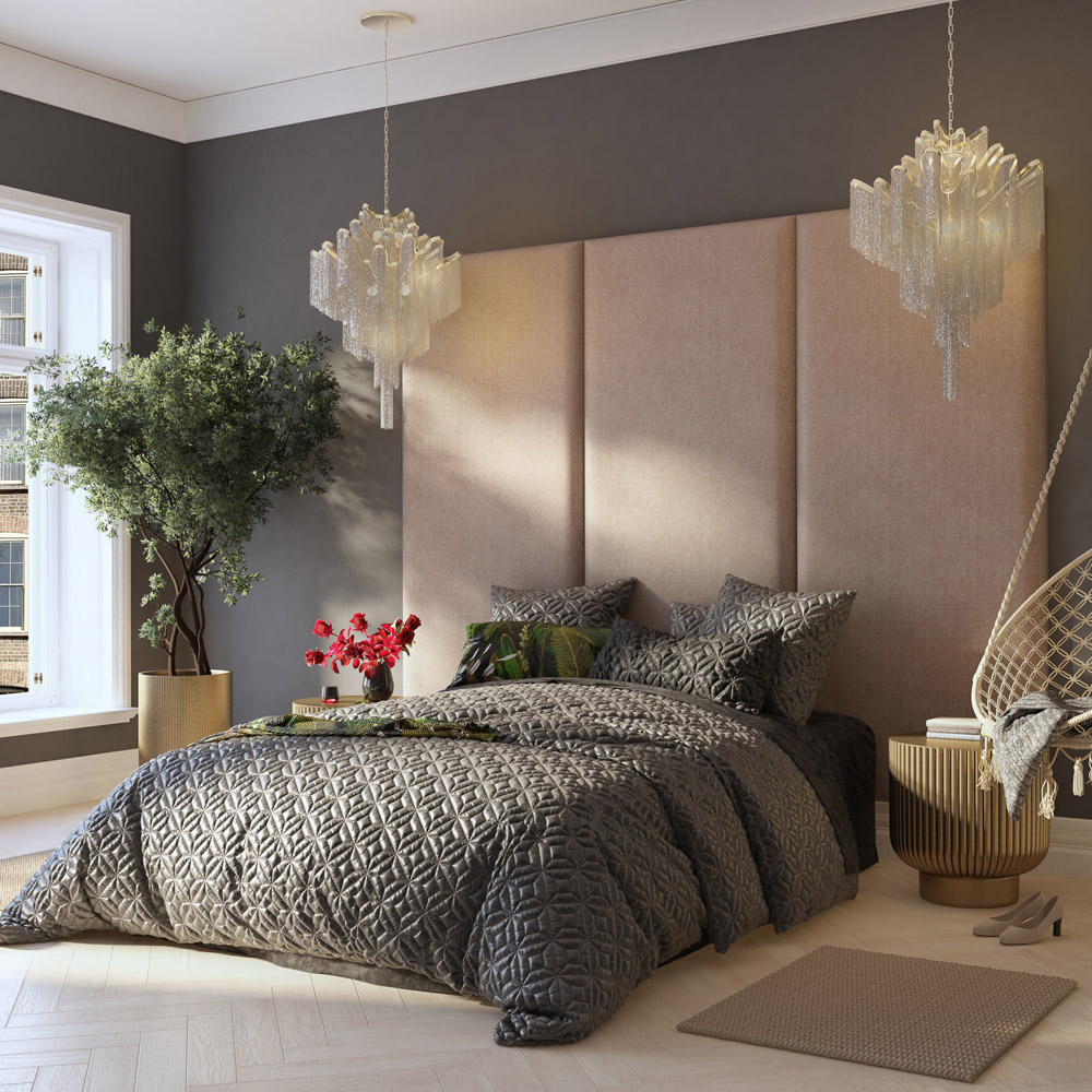 Aspire Furniture Llewelyn-Bowen Luxury Natural Saxon Twill Wall Mounted Headboard 90cm Image 3