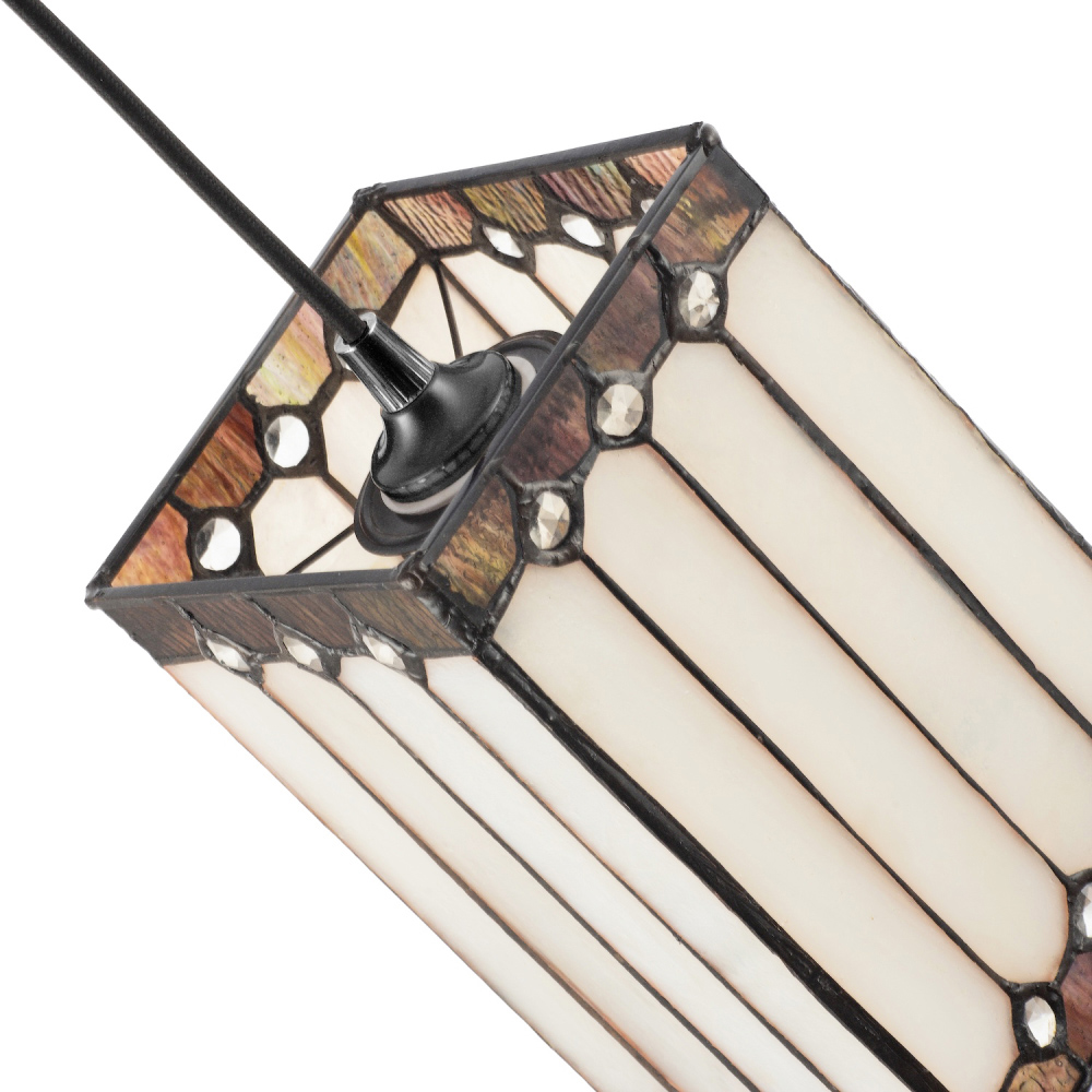 Happy Homewares Opal White Stained Glass Tiffany Pendant Shade Image 5