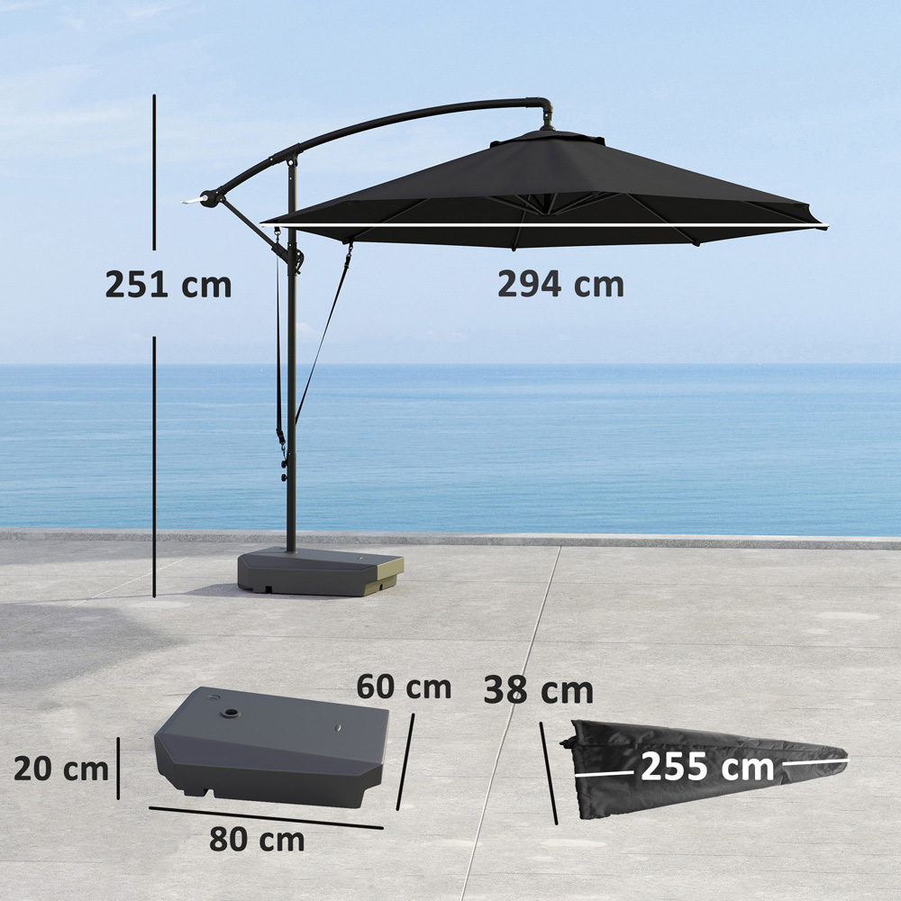 Outsunny Grey Cantilever Parasol 3m Image 7