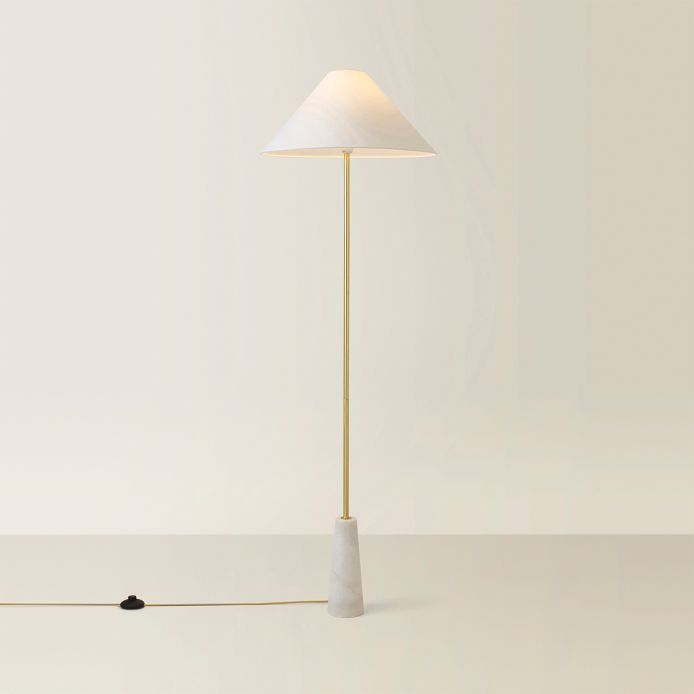 ValueLights Margot White Marble Taper Shade LED Floor Lamp Image 5