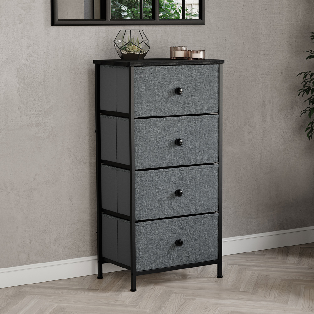 Vida Designs Chorley 4 Drawer Grey and Black Fabric Chest of Drawer Image 3