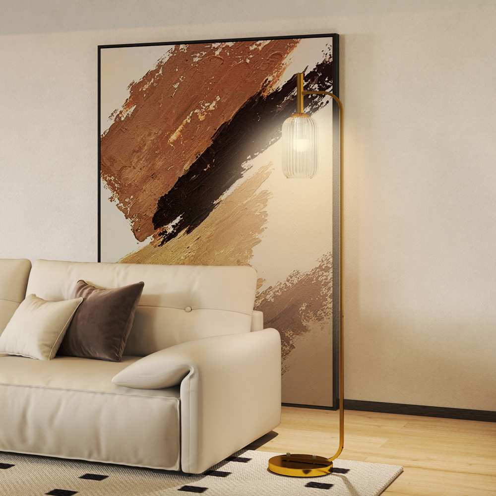 Portland Glass Lampshade Floor Lamp Image 3
