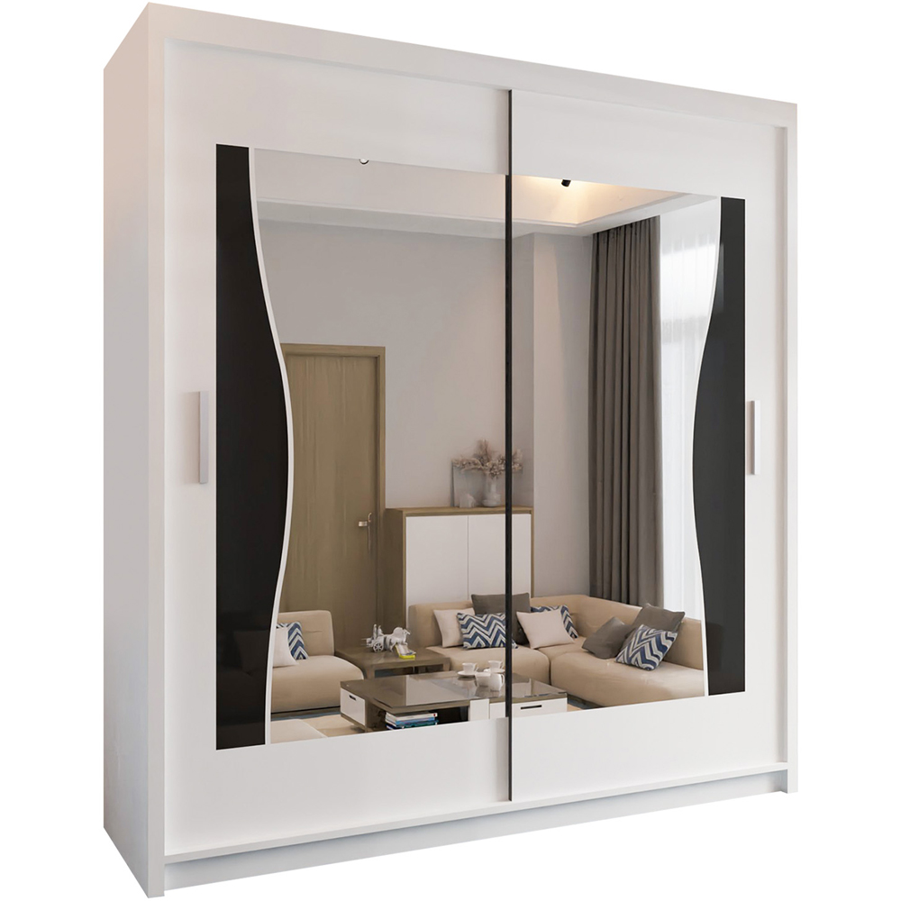 Sliding Wardrobes 4U Batumi 2 Door White Curved Mirrored Wardrobe 180cm Image 2