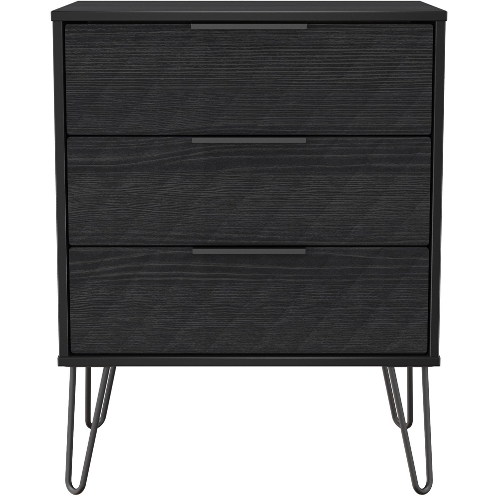 Crowndale Harlequin 3 Drawer Black Ash Midi Chest of Drawers Ready Assembled Image 3