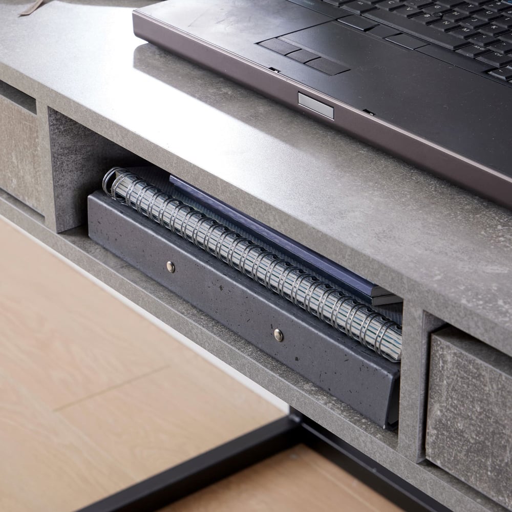 Home Source Toronto 2 Drawer Single Shelf Concrete Effect Office Desk Image 3