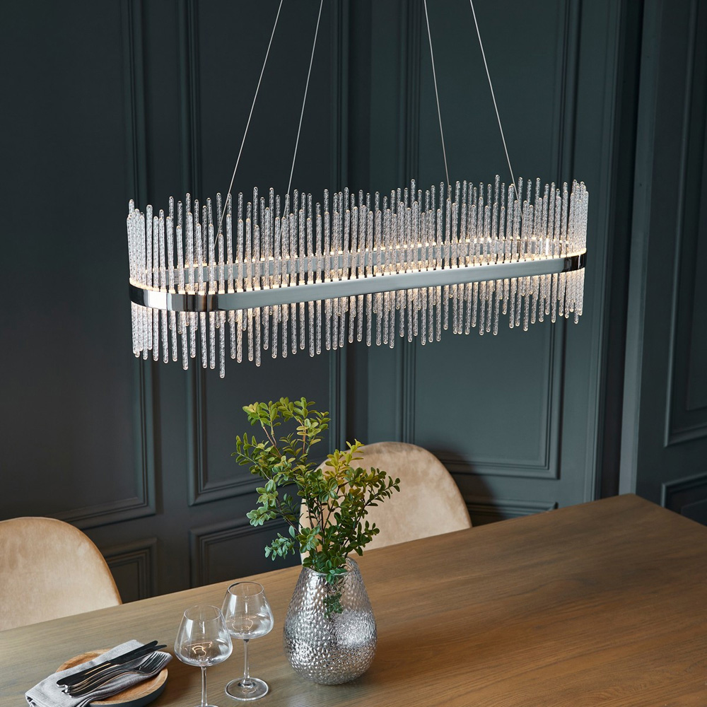 Merano Trapani Clear Glass Chrome Plate Bar Pendant Light Image 8
