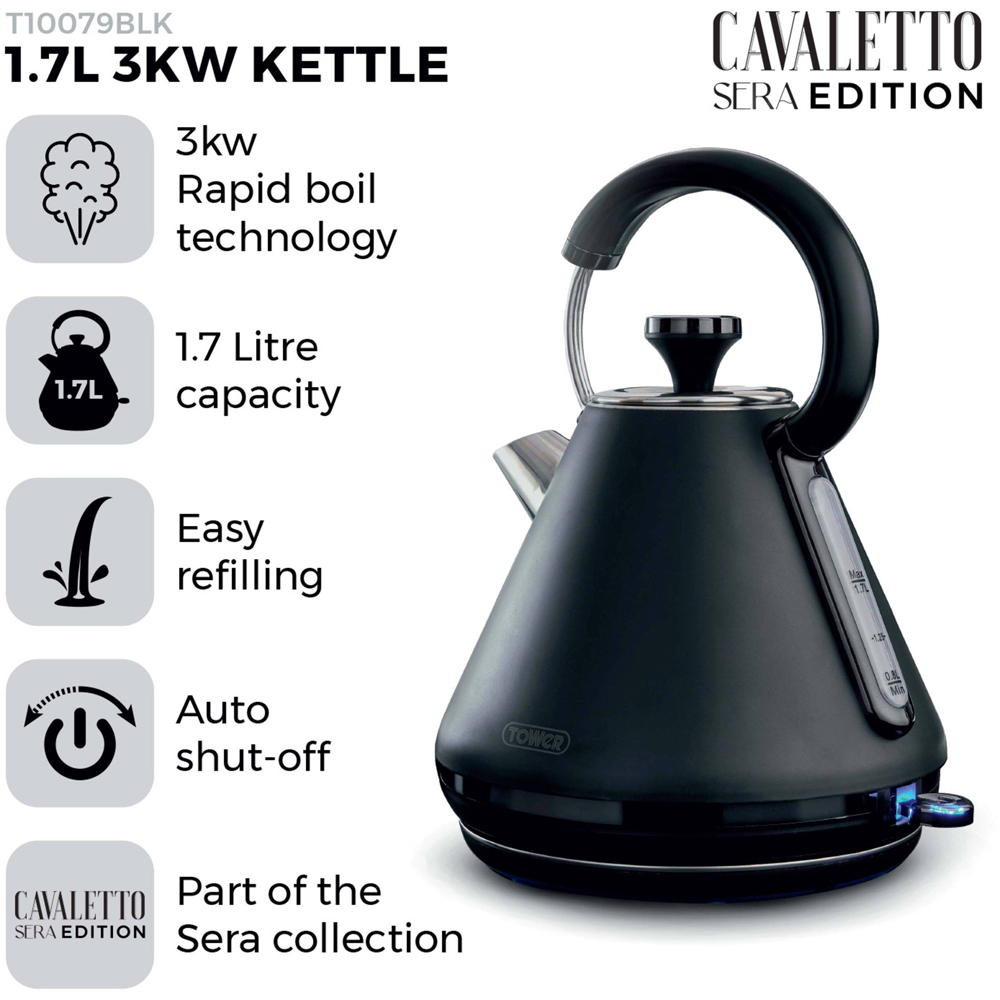 Tower Sera T10079BLK Black 1.7L Pyramid Kettle Image 3