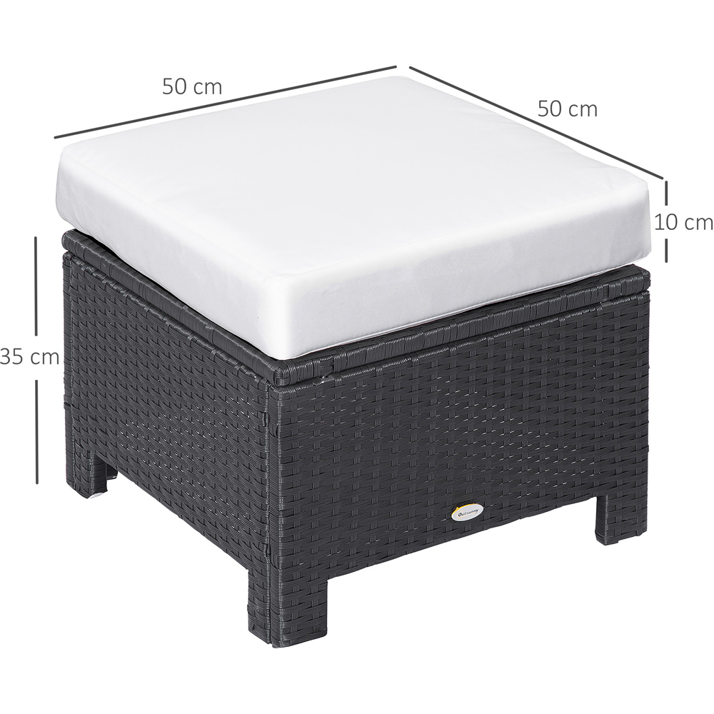 Outsunny Black PE Rattan Footstool with Padded Seat Image 9