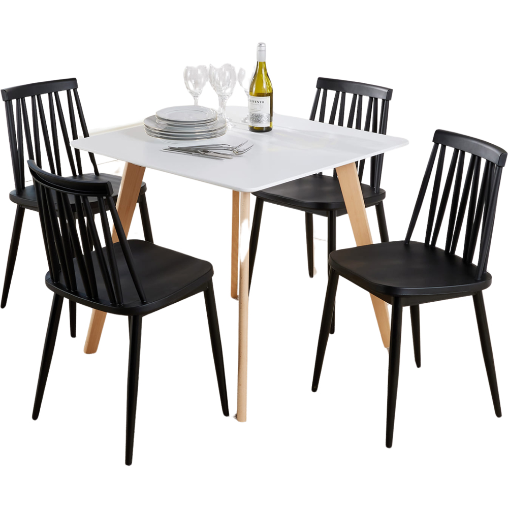 Home Source Trinity Lucy 4 Seater Dining Set Black Image 2