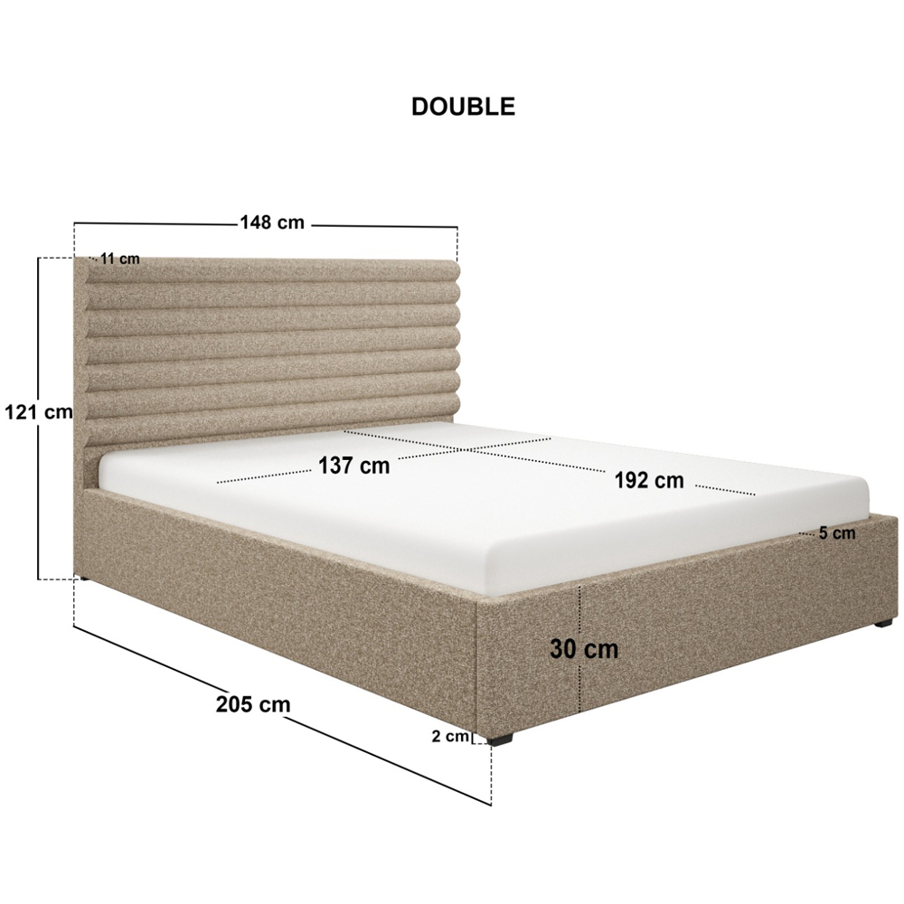 SOLACE+CO Velora Double Brown Chenille Ottoman Bed with Panel Headboard Image 8