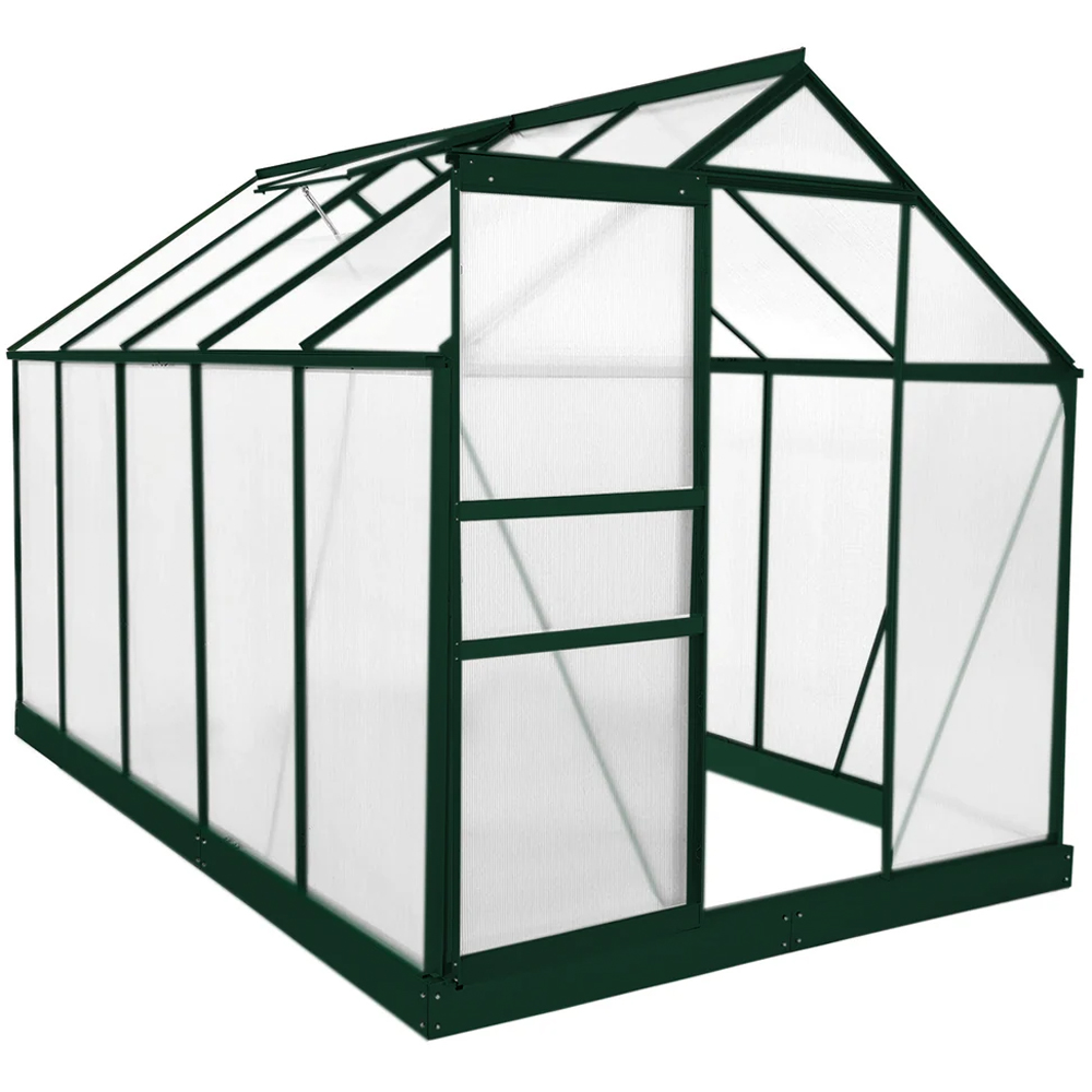 MonsterShop Green 6 x 10ft Greenhouse with Base and Racking Image 2