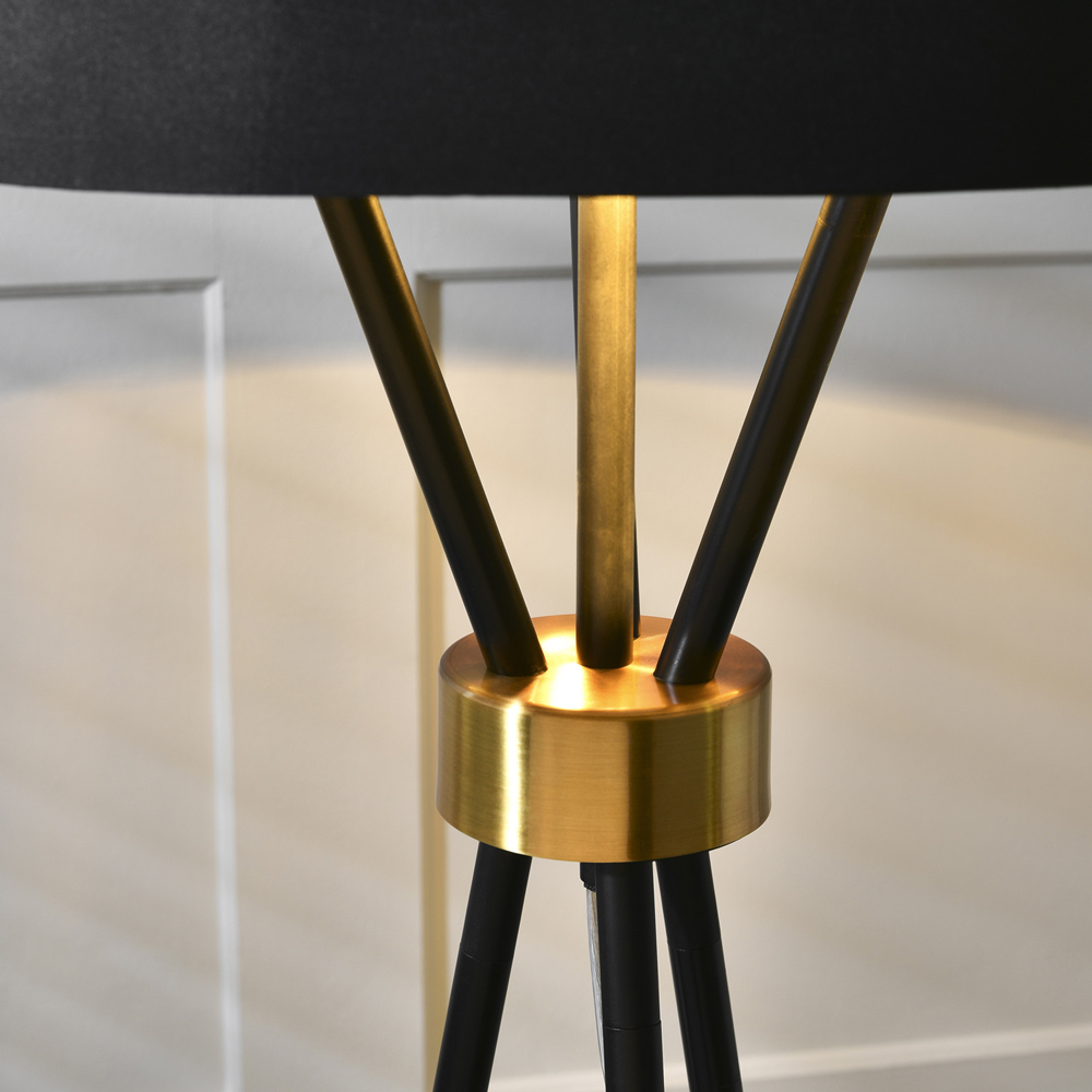 Camden Black Round Metal and Fabric Floor Lamp Image 5