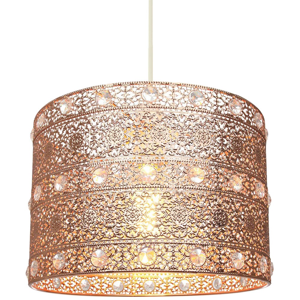 Happy Homewares Polished Copper Acrylic Gem Moroccan Style Chandelier Pendant Shade Image 2