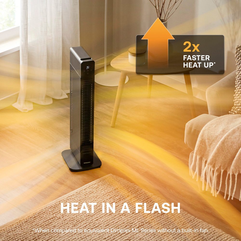 Dimplex ThermaFlex 2-in-1 Black Baseboard and Tower Fan Heater 2200W Image 2