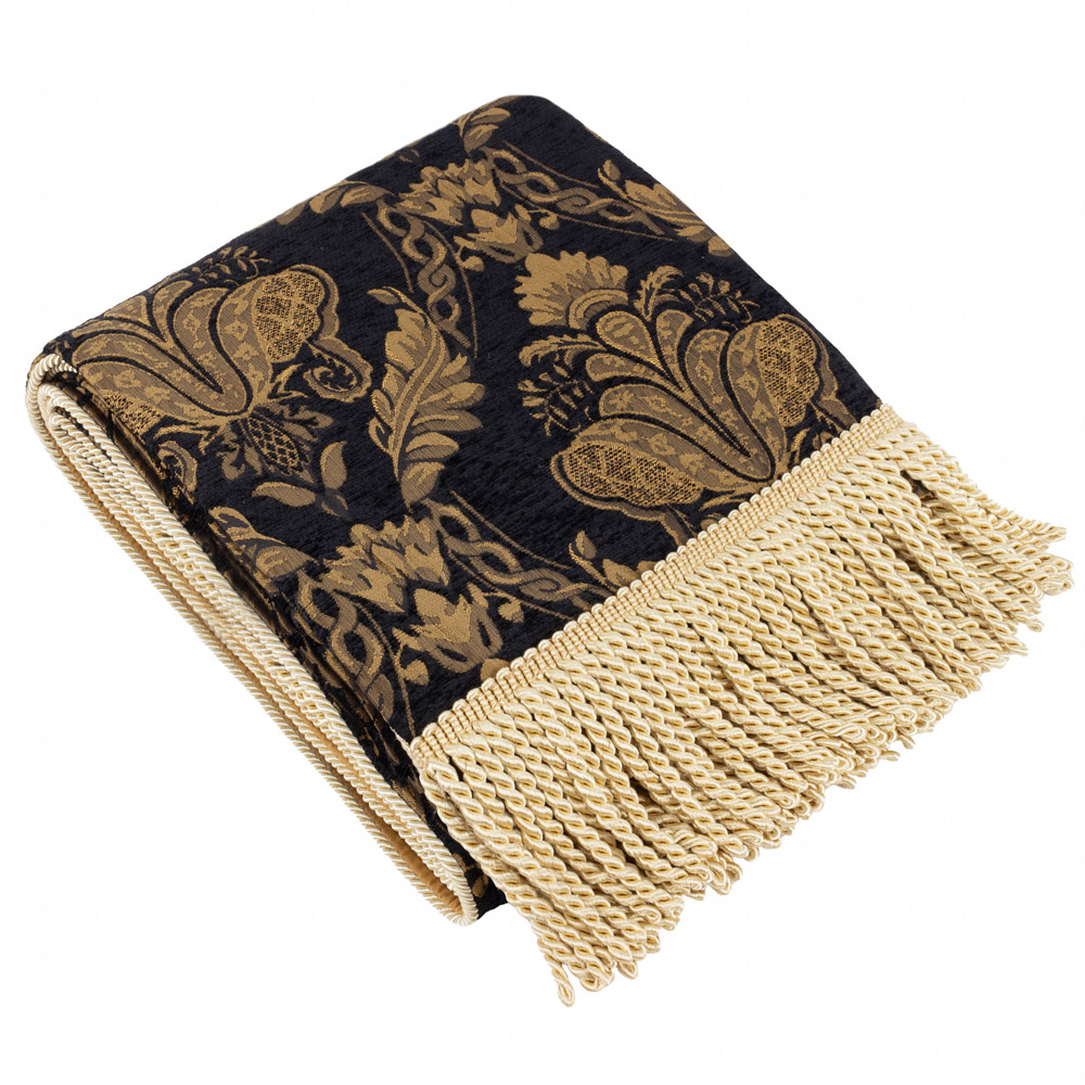 Paoletti Shiraz Black Traditional Jacquard Throw Image 1