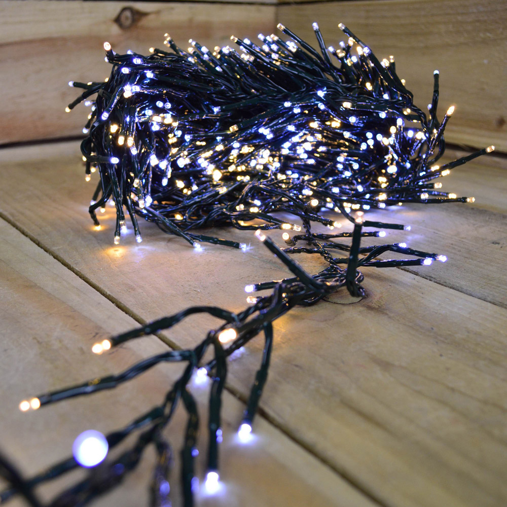 Premier SupaBrights 2000 Cool and Warm White LED Green Cable Cluster Light 25m Image 4