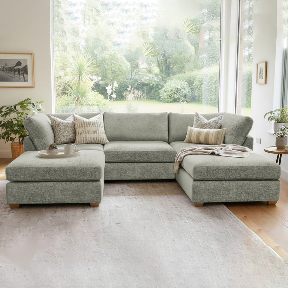 Carina Enzo 5 Seater Pewter U-Shape Sofa Image 5