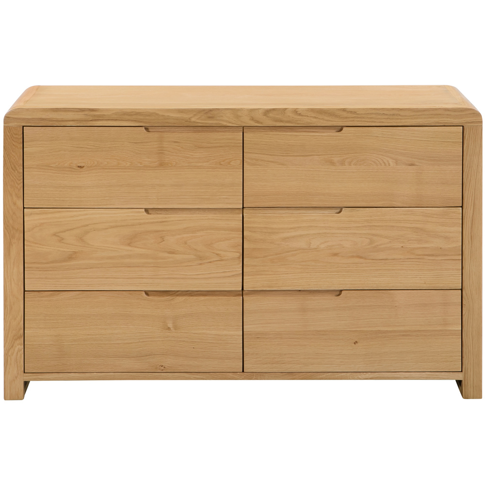 Julian Bowen Curve 6 Drawer Oak Wide Chest of Drawers Image 3